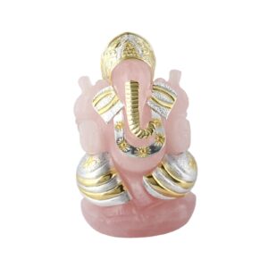 Rose Quartz Full Body Ganesha 5-6" Silver 925