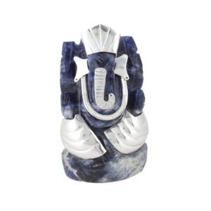 Vinayak Dark Blue Sodolite Ganesha ji 2.5 - 3 " Silver 92.5 (l)