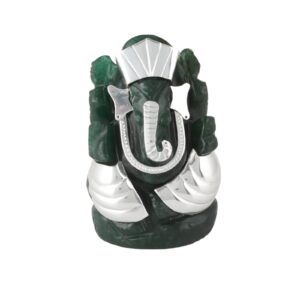 Vinayak Green Aventurine Ganesha ji 2.5 - 3 " Silver 92.5 (l)