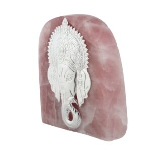 Smokey Quartz (lord Ganesha with Trunk) 5*5 " Silver Plated