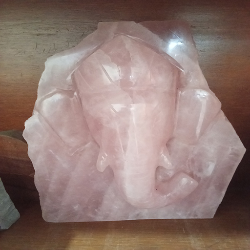 Abstract Rose Quartz Ganesha 10 by 8 inches Head
