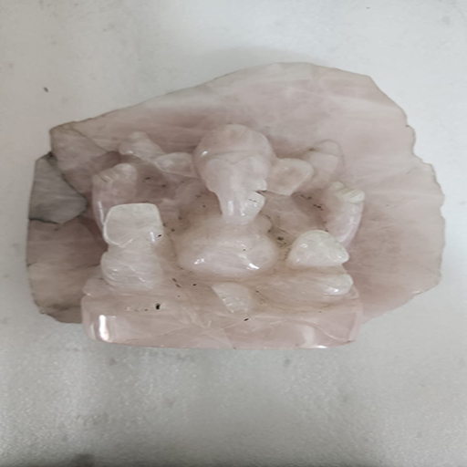 6 by 6 inches abstract Rose Quartz Ganesha Ji Full Body