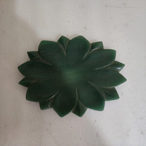 8 by 8 inches green aventurine flower shape round platter