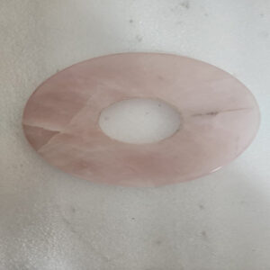 5.5 by 5.5 inches with hole 1.75 rose quartz round platter