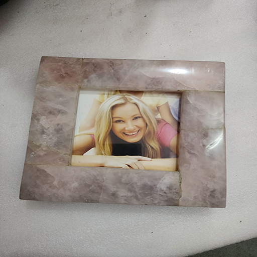 7.25 by 7.25 with 1.5 inches boder rose quartz photoframe