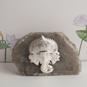 Smokey Quartz Abstract Ganesha 6*6 Silver Plated ( Lord Ganesha with Trunk)
