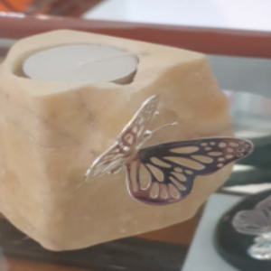 Abstract Candle Hold with Large Butterfly