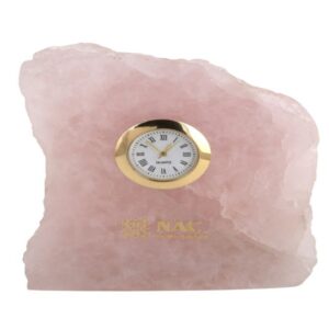 Abstract Clock Rose Quartz Silver Plated