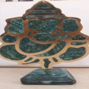 Green Stone Metal Ganesha 7 "