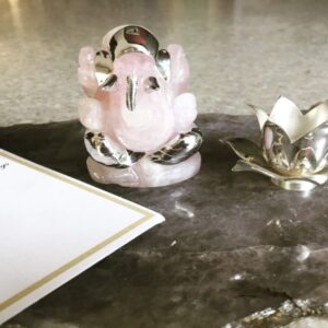 Small Silver Rose Ganesha (3'') (l)