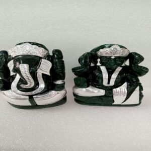 Green Aventurine Silver Ganesha ji and Laxmi ji