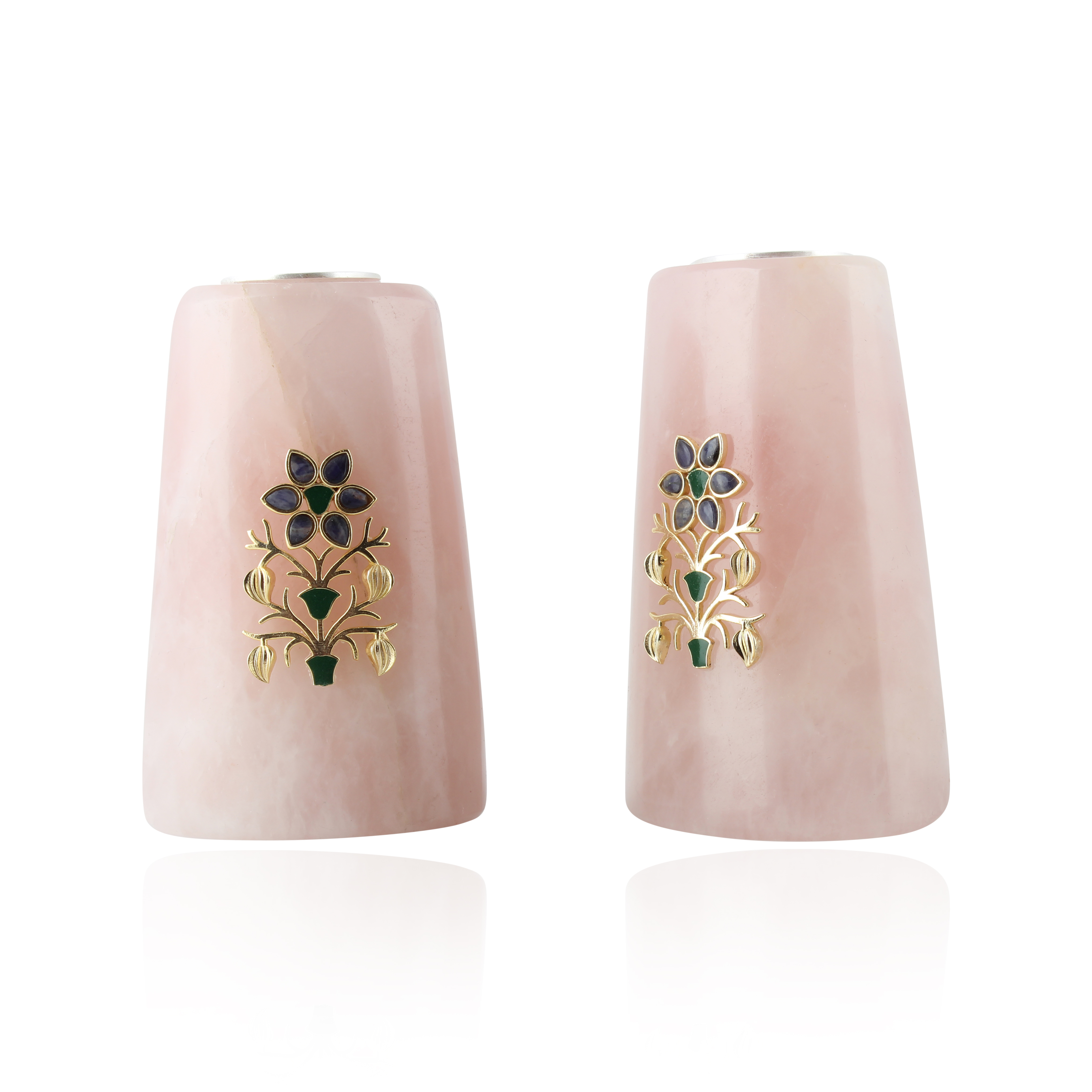Blue Pichwai Gemstone Long Candle (set of 2)