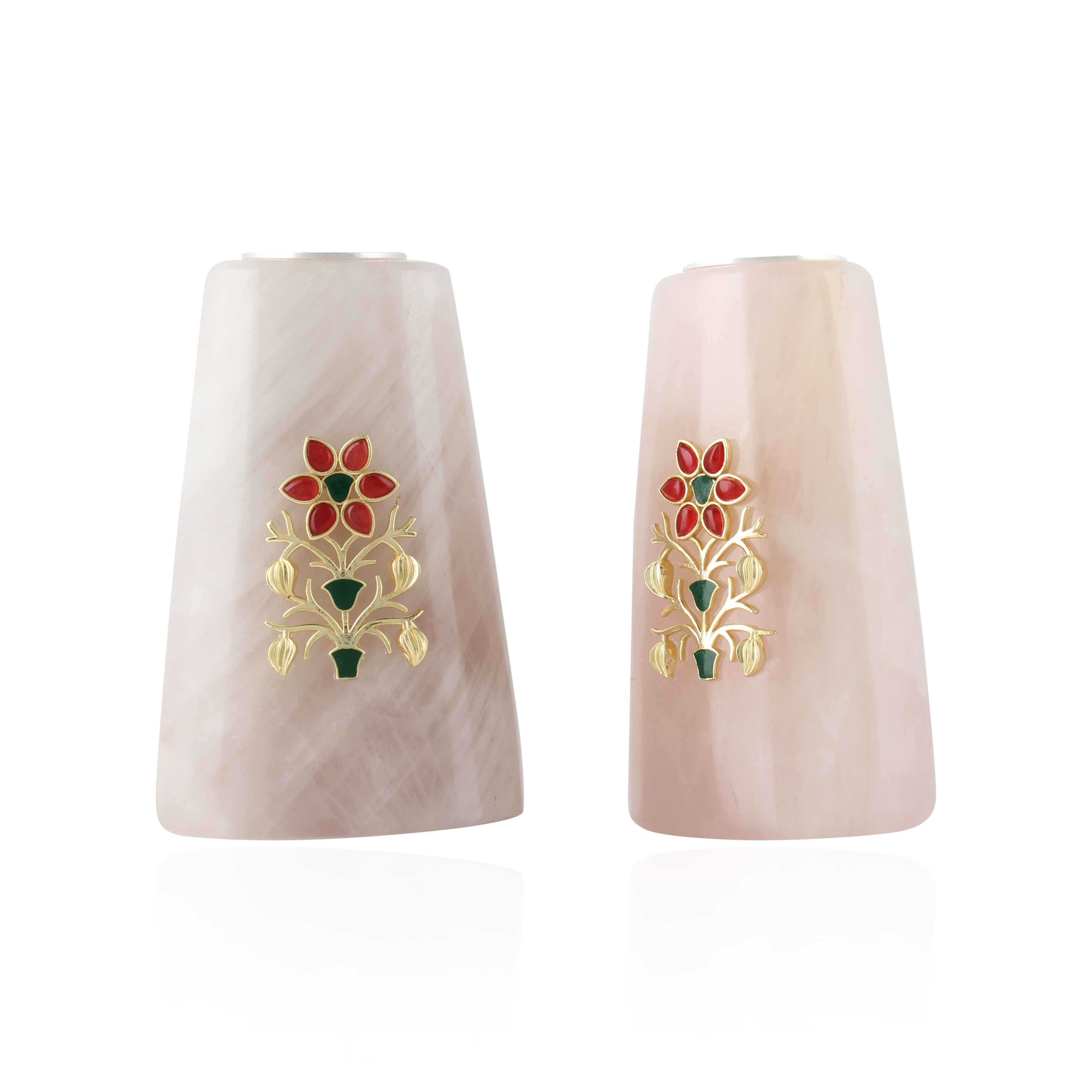Red Pichwai Gemstone Long Candle (set of 2)