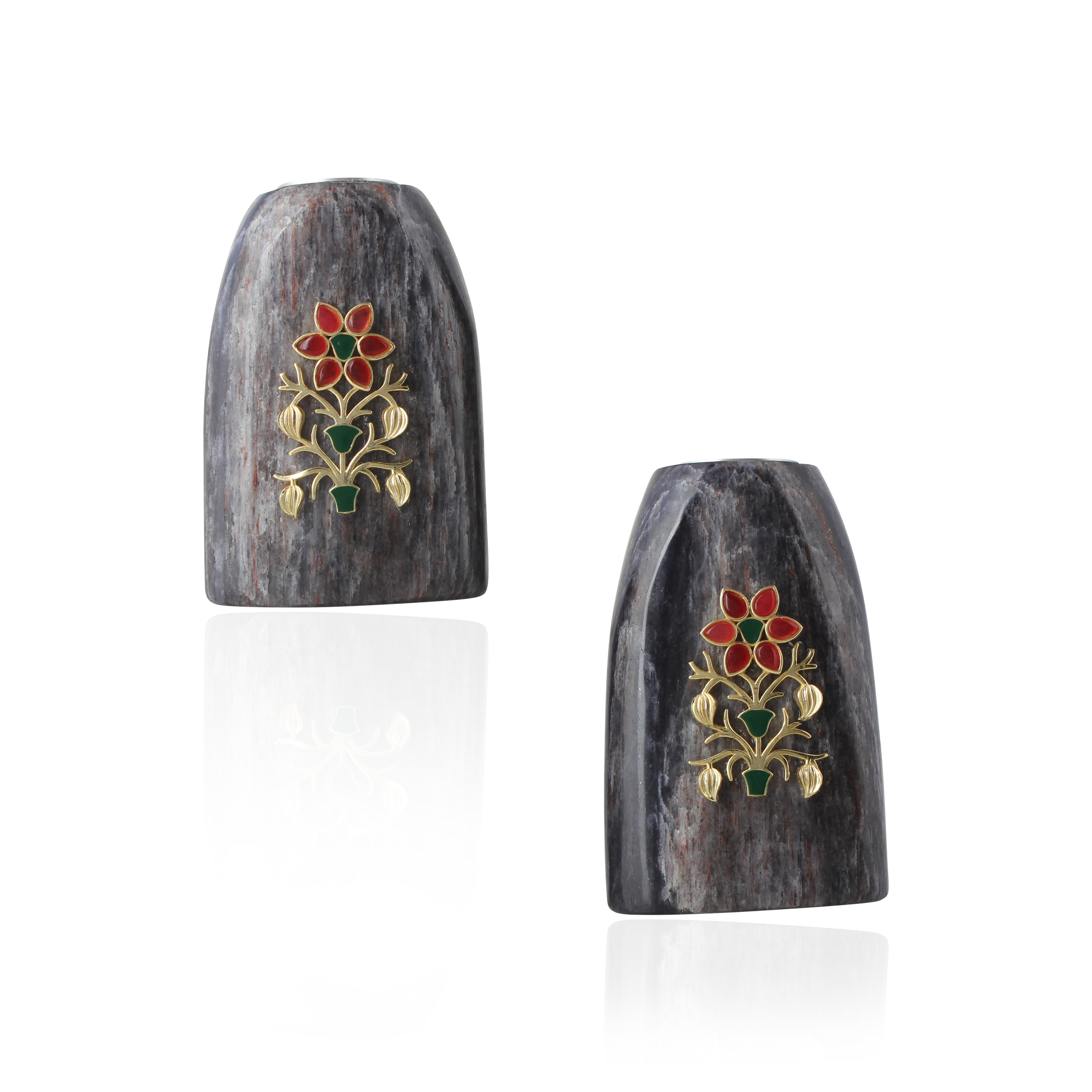 Red Pichwai Blue sodolite Long Gemstone Candle (set of Two)