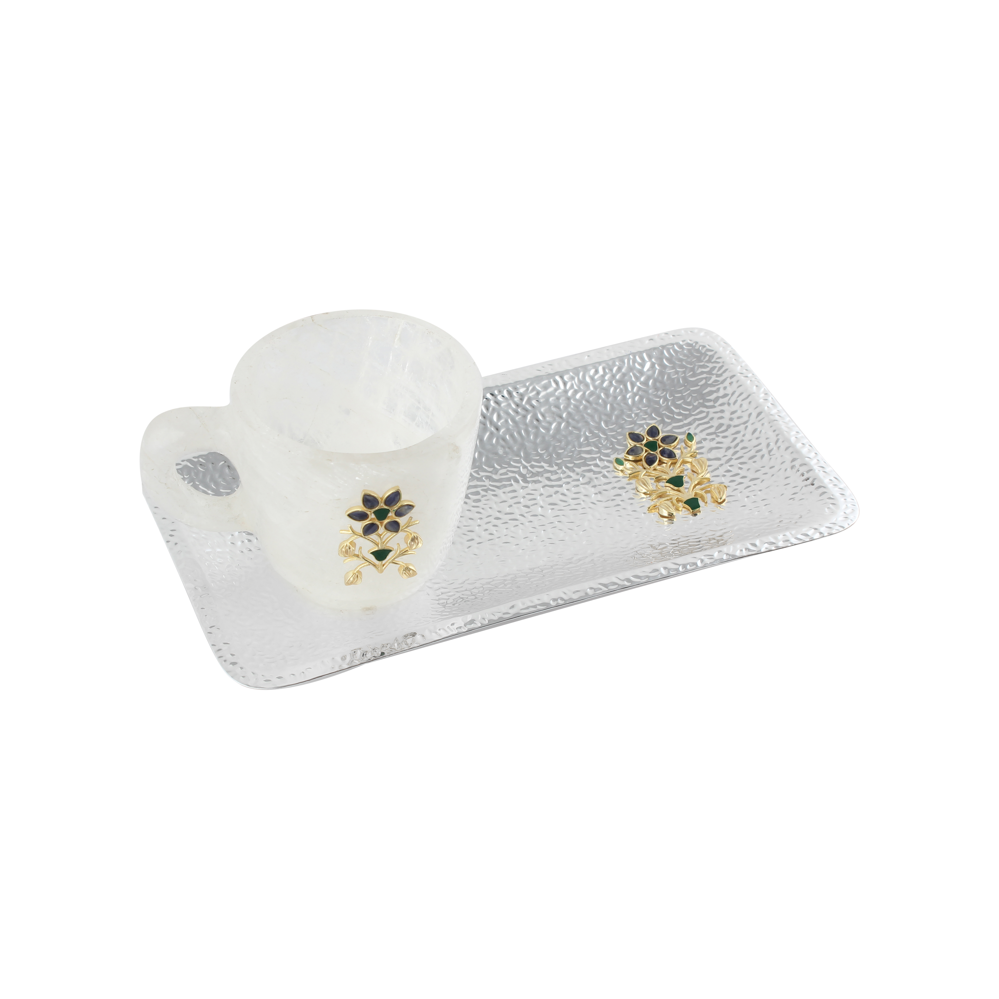 Pichwai Mug Tray Blue Flowers
