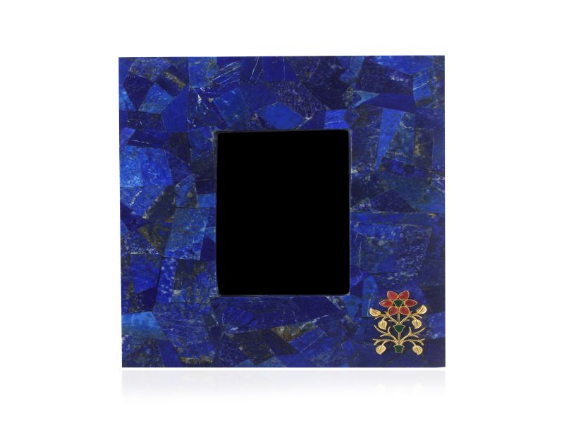 Pichwai Single Flower Lapis Photo Frame