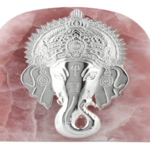 Rose Quartz Abstract Ganesha 5*5 " Silver 92.5