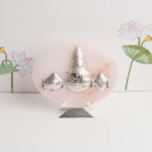 Rose Quartz Tirupati Balaji on 7*7 " Plate Silver 92.5