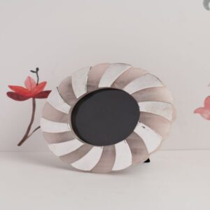 Geo Round Photo Frame 4 by 4 Silver 92.5