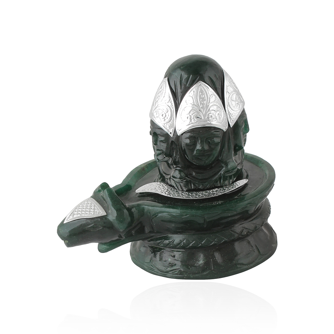 Green Aventurine Shivlinga Silver Plated