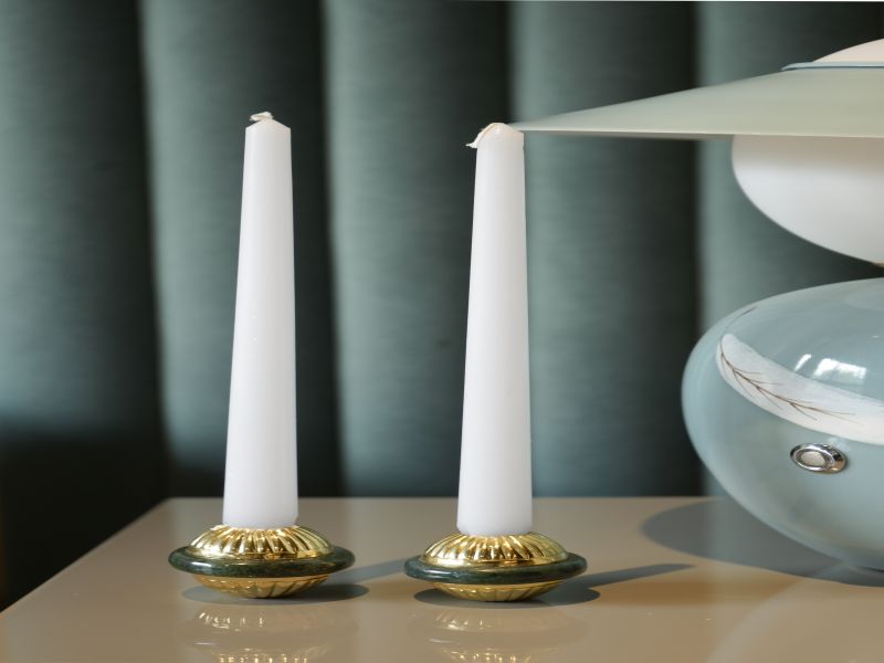 Green Aventurine Candle T-lite Silver Plated (l)