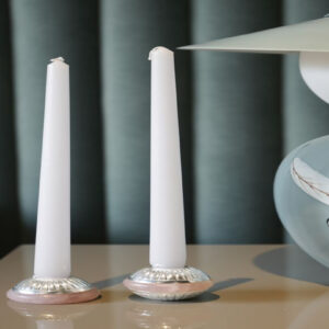 Donut: Rose Quartz Candle T-lite Silver Plated set of 2 (l)