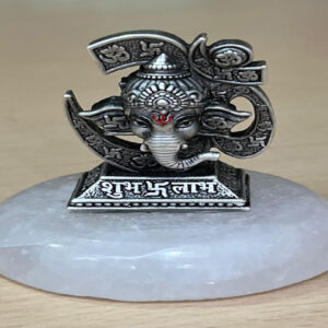 Ganesh ji with Om Silver 925 Casting with Rose Quartz Base