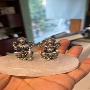 Laxmi Ganesh ji Silver 925 with Rose Quartz Base