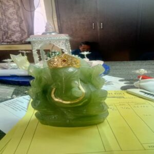 Green Aventurine 4.5" Ganesha with Silver 925 Mukut Only