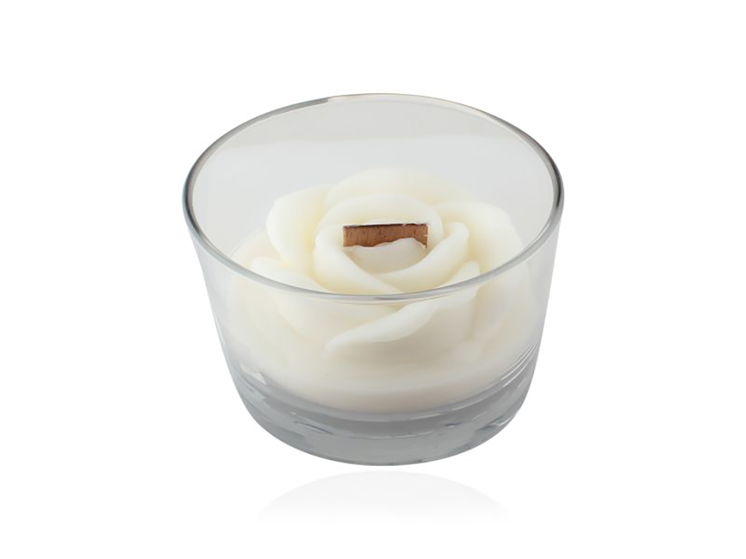 Rose Candle with Chrysophrase/ Lemon Grass (single Wick) (l)