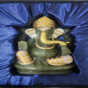 Green Aventurine Ganesha 8-9 " Full Body Dual Tone Silver 925