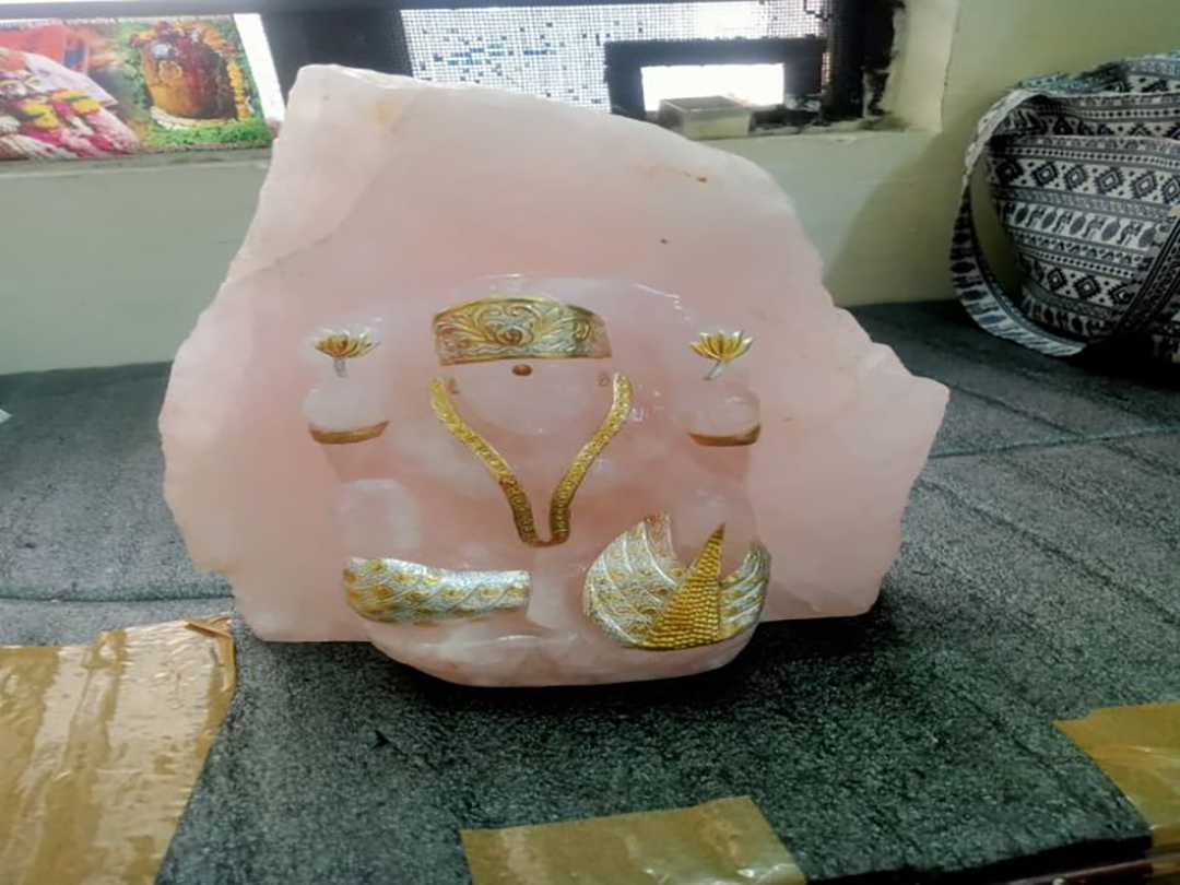 Rose Quartz Abstract Laxmi ji Silver 925
