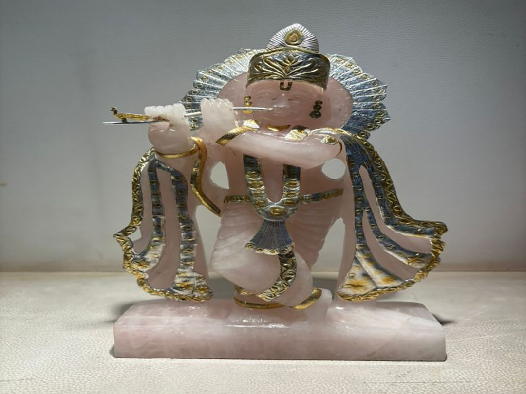 Krishna ji 10*6 Rose Quartz Silver 925