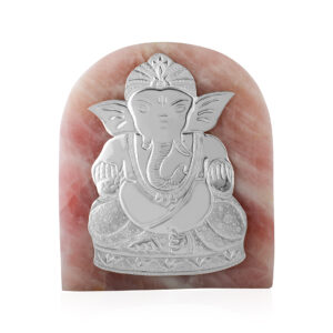 10 by 10 Rose Quartz Ganesha Laddu Silver platted