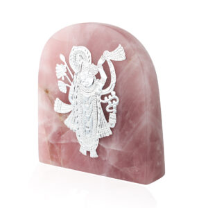 Rose Quartz Full Body Shreenath ji 4"x4" Silver Plated