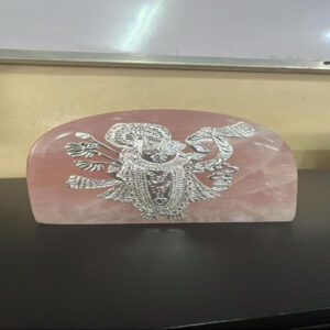 Rose Quartz Full Body Shreenath ji 4x4" Silver 925
