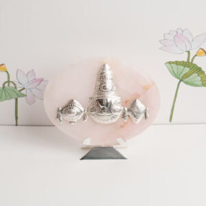 Rose Quartz Tirupati Balaji on 7*7 " Plate Silver 925
