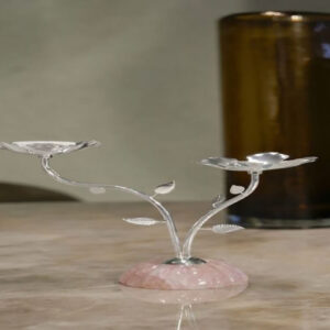 Rose Quartz 2 Flower Tea Lite Stems