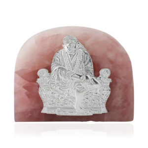 Rose Quartz Sai Baba 4*4 Silver Plated