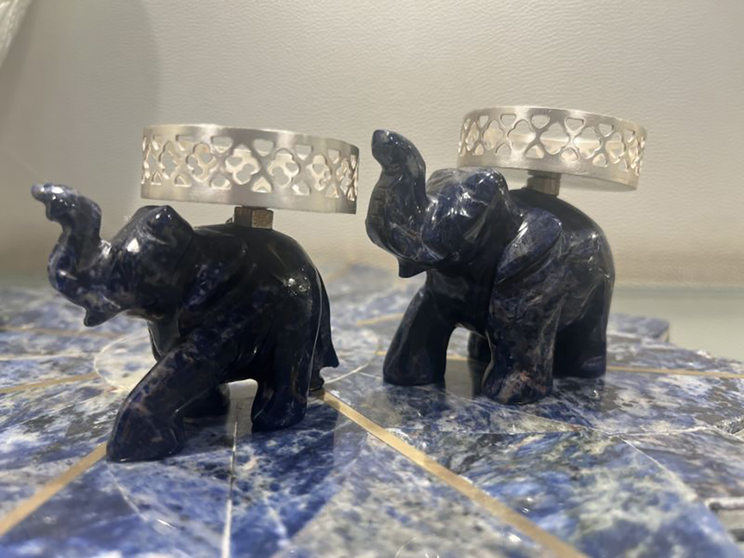 Elephant T-light set of 2 (Blue)