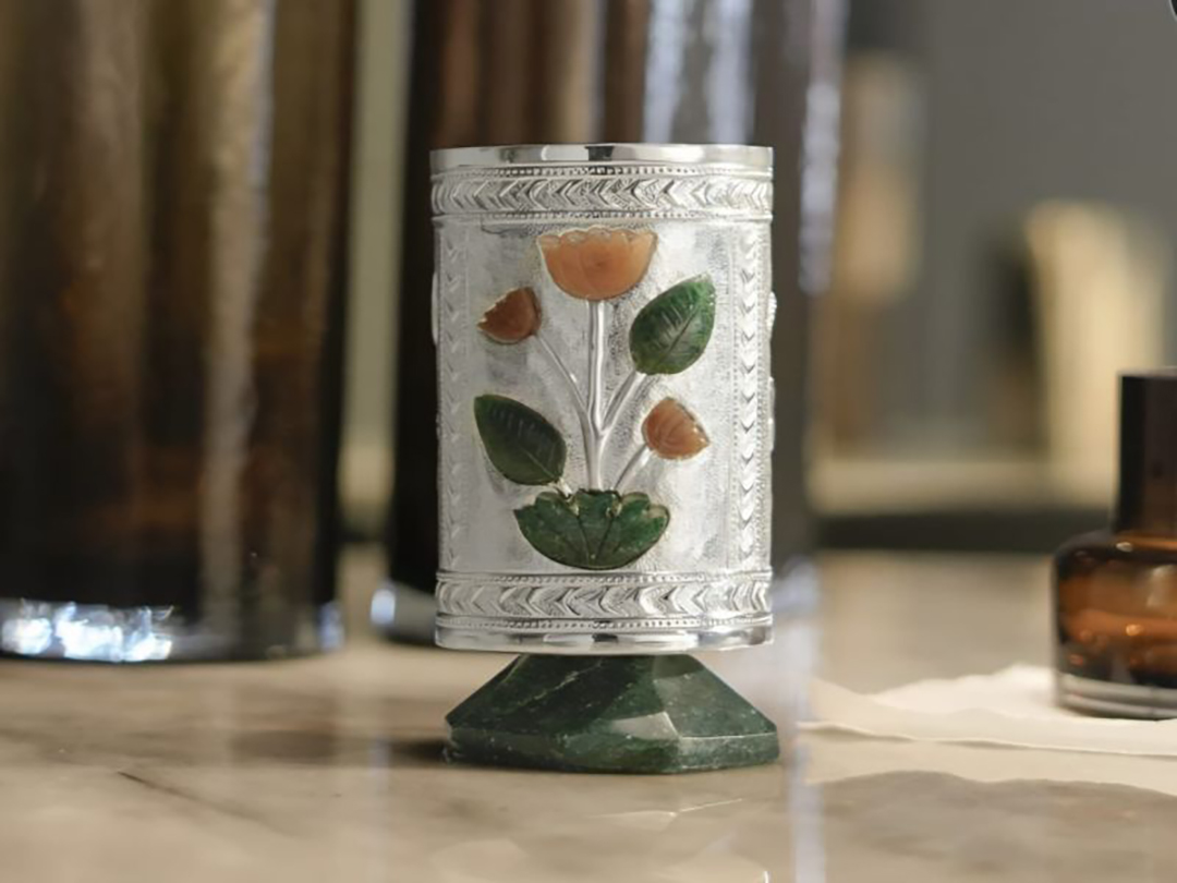 Pichwai Small Flower Vase with Flower Stem