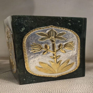 Green Aventurine Aventurine Rectangular Flower Vase Dual Tone