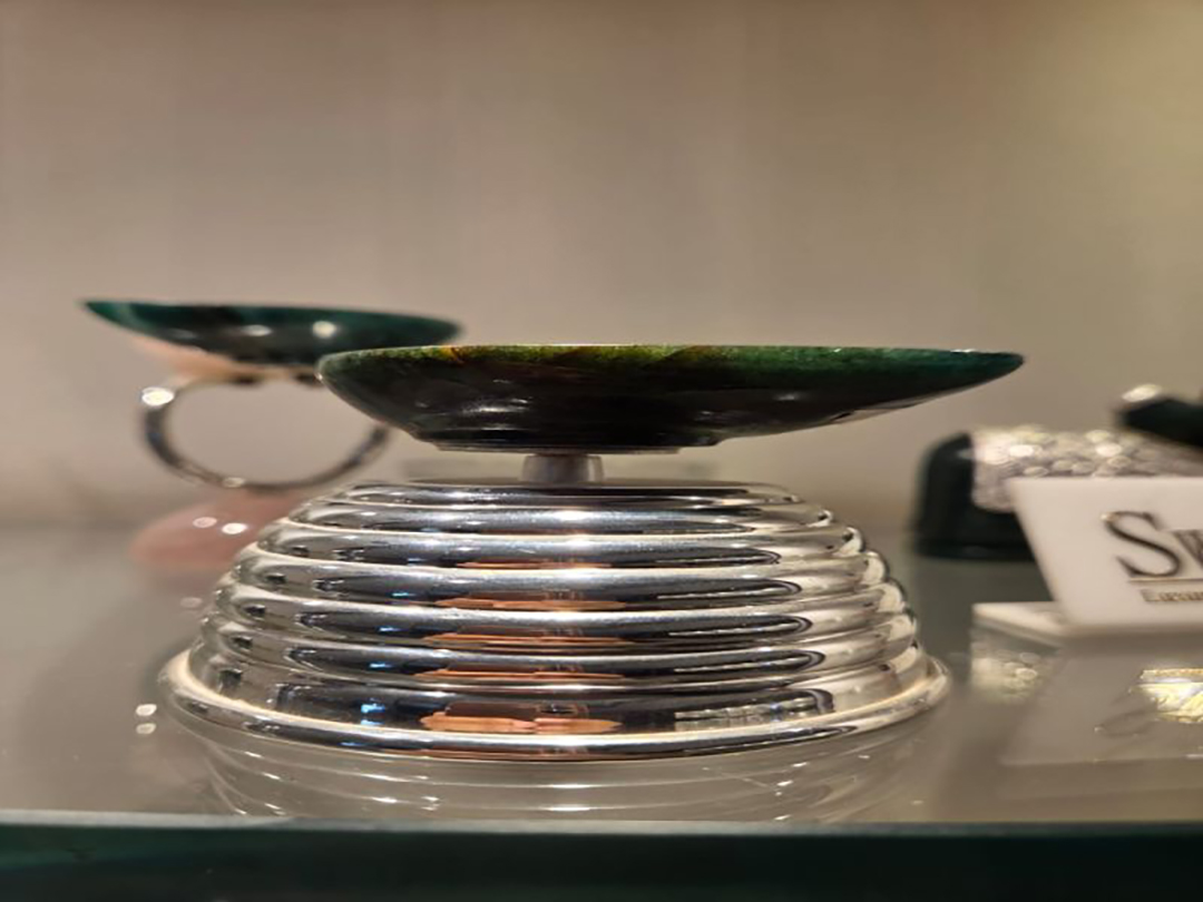 Green Aventurine Bowl Deepak with Nakshi Lines