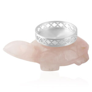 Rose Quartz Turtle T-lite set of 2 Silver Plated (l)
