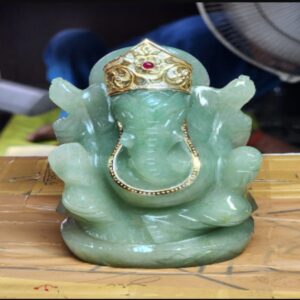 Light Green Aventurine Ganesha (Mukat & Mala) Silver 925