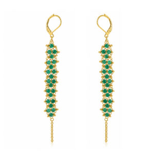 Green Strawberry Wave Earrings