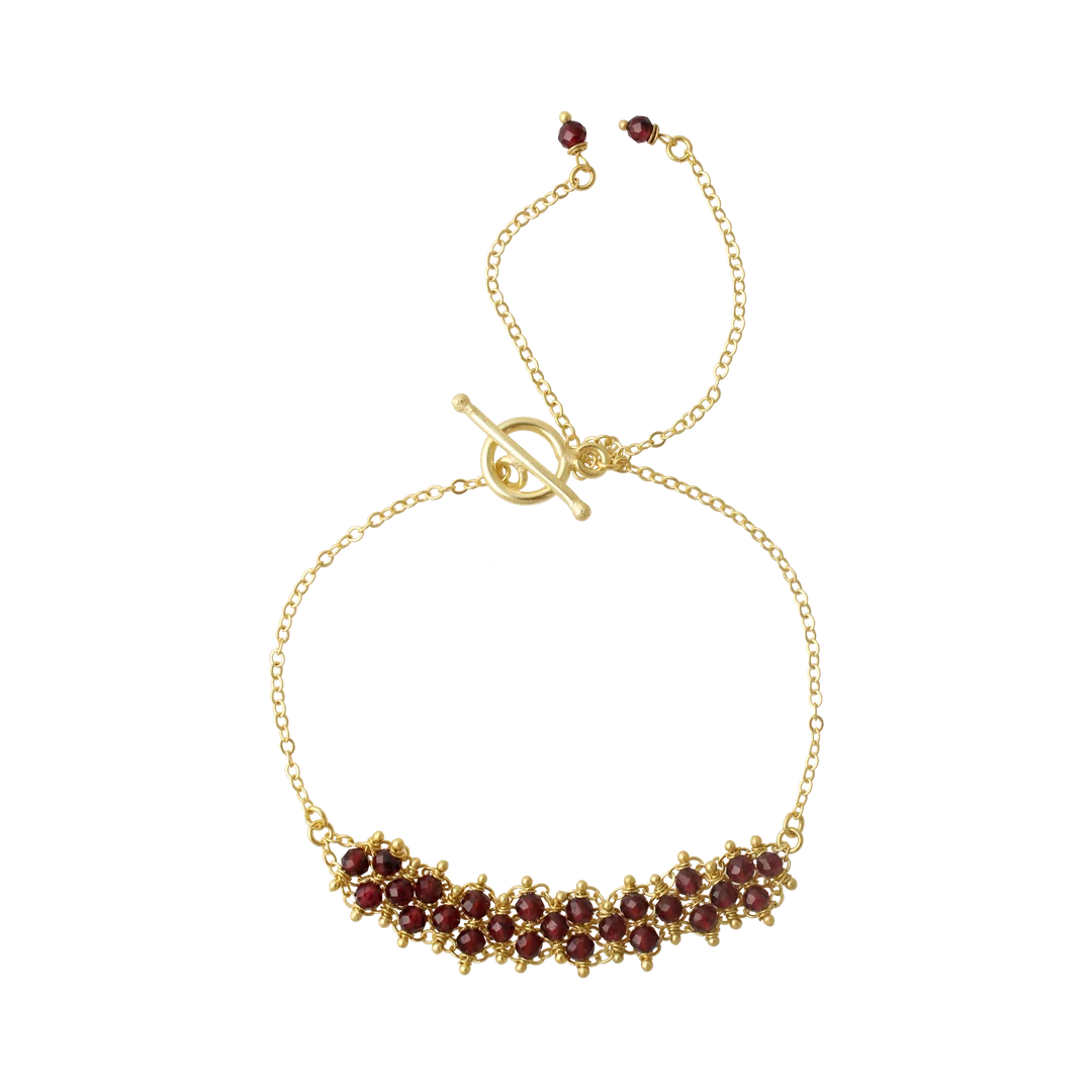 Red Garnet Gemstone Weave Rakhi