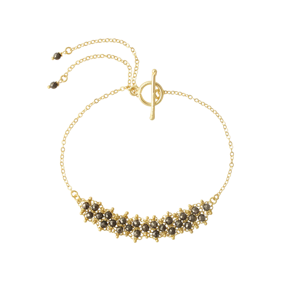 Pyrite Gemstone Weave Rakhi