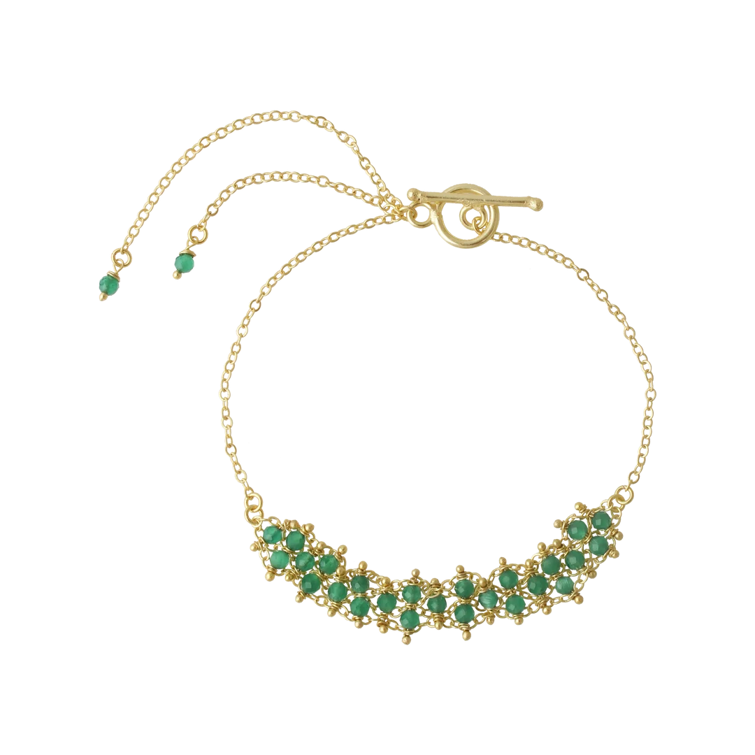 Green Strawberry Gemstone weave Rakhi