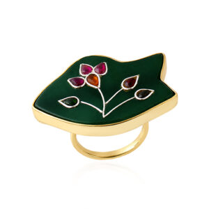 Garden Fish Ring - Black Onyx Silver 925